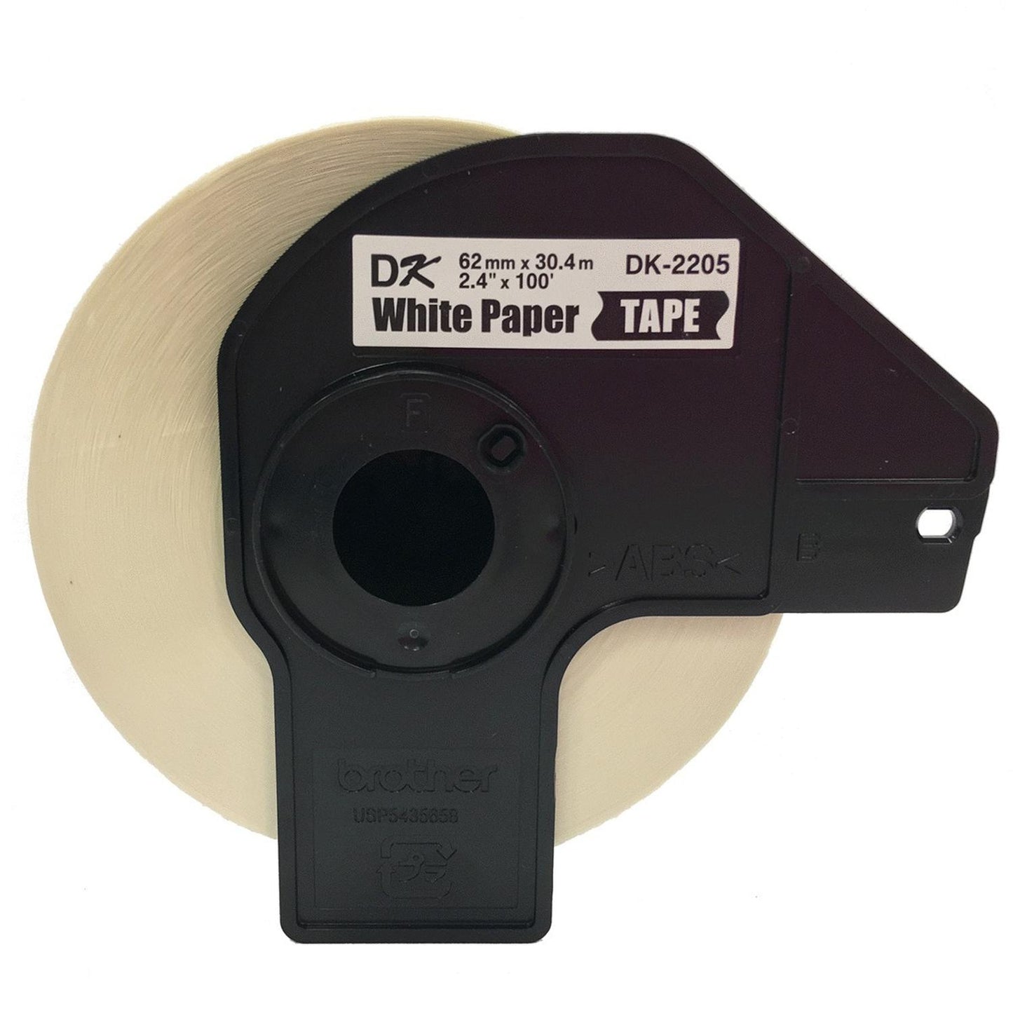 Cinta Brother DK2205 Negro sobre Blanco, 62mm x 30.4m