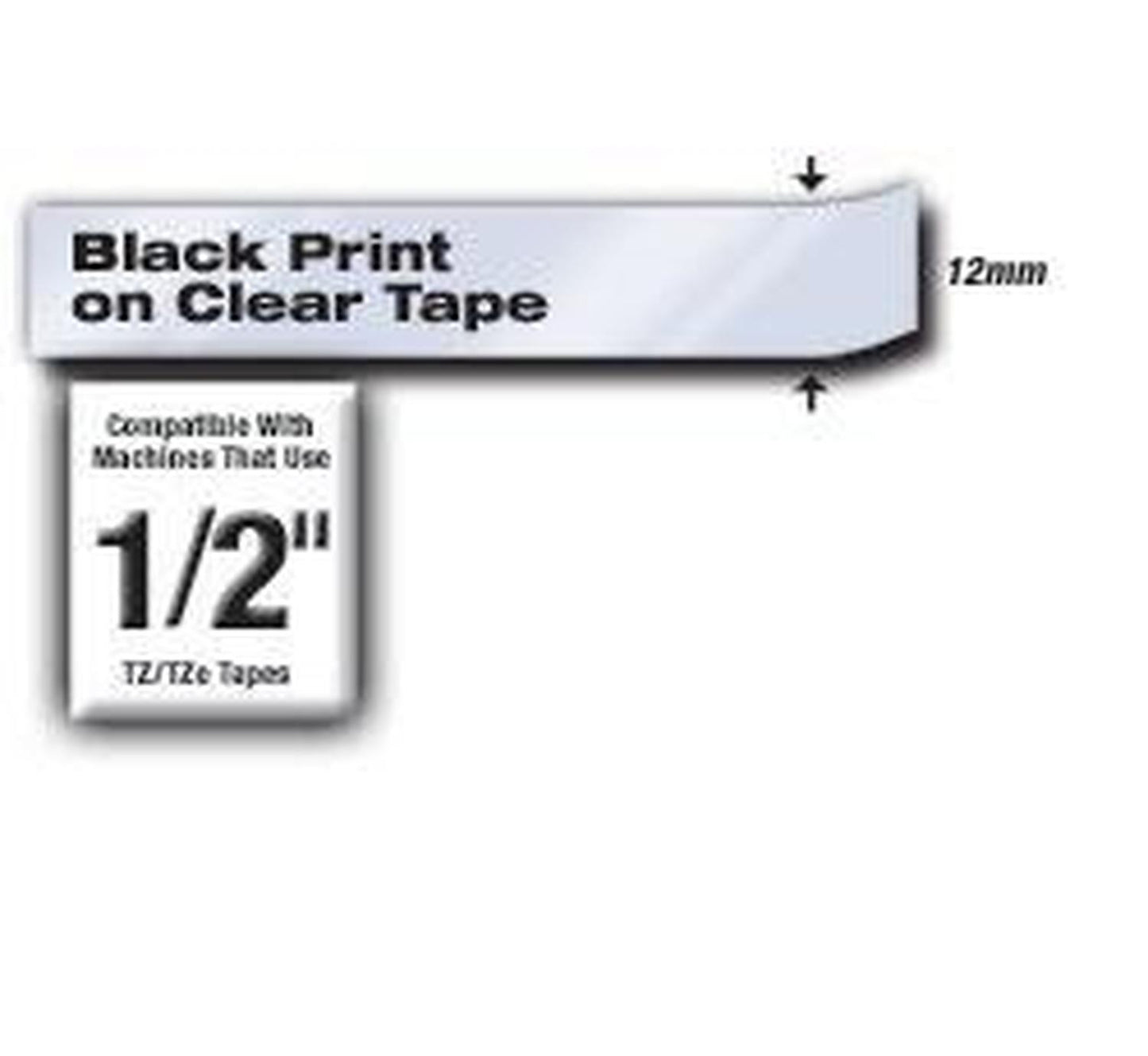 Cinta Brother TZE131 Negro sobre Claro, 12mm x 8m