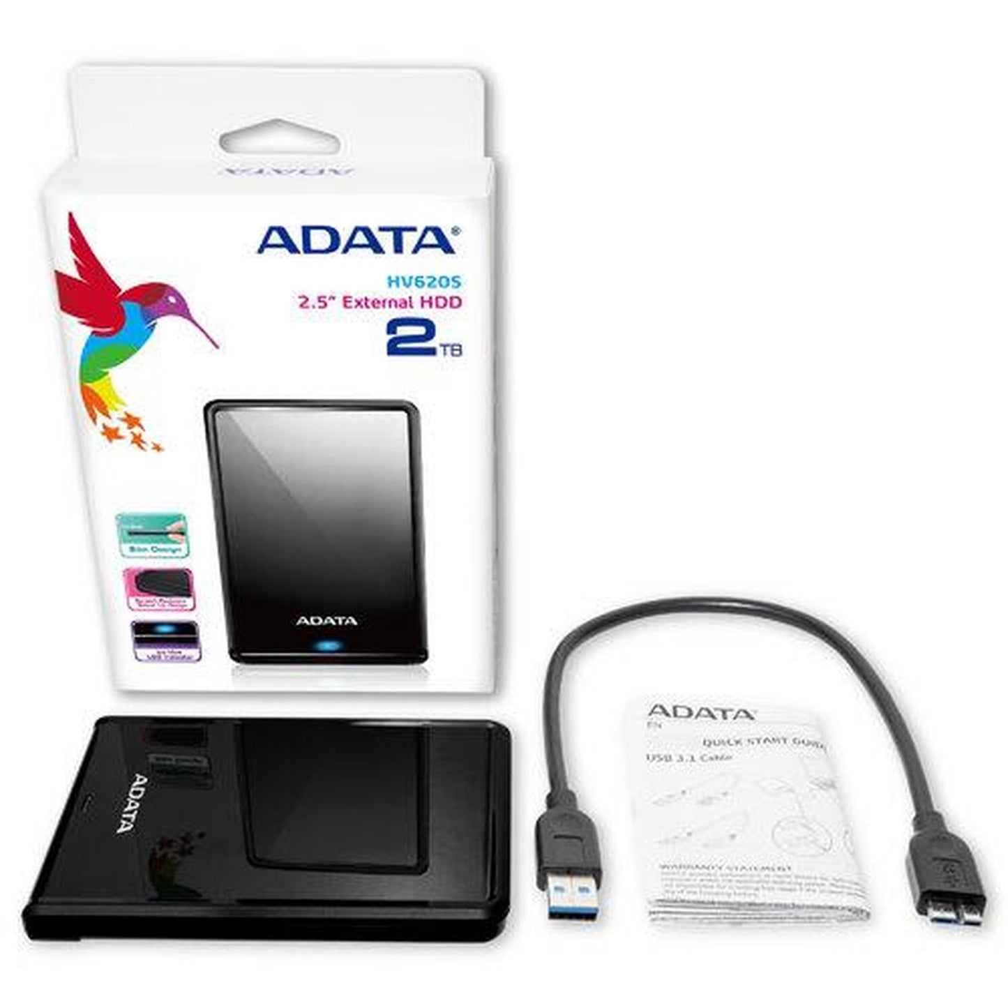 Disco Duro Externo Adata 2.5'',2TB,USB 3.1/AHV620S-2TU31-CBK