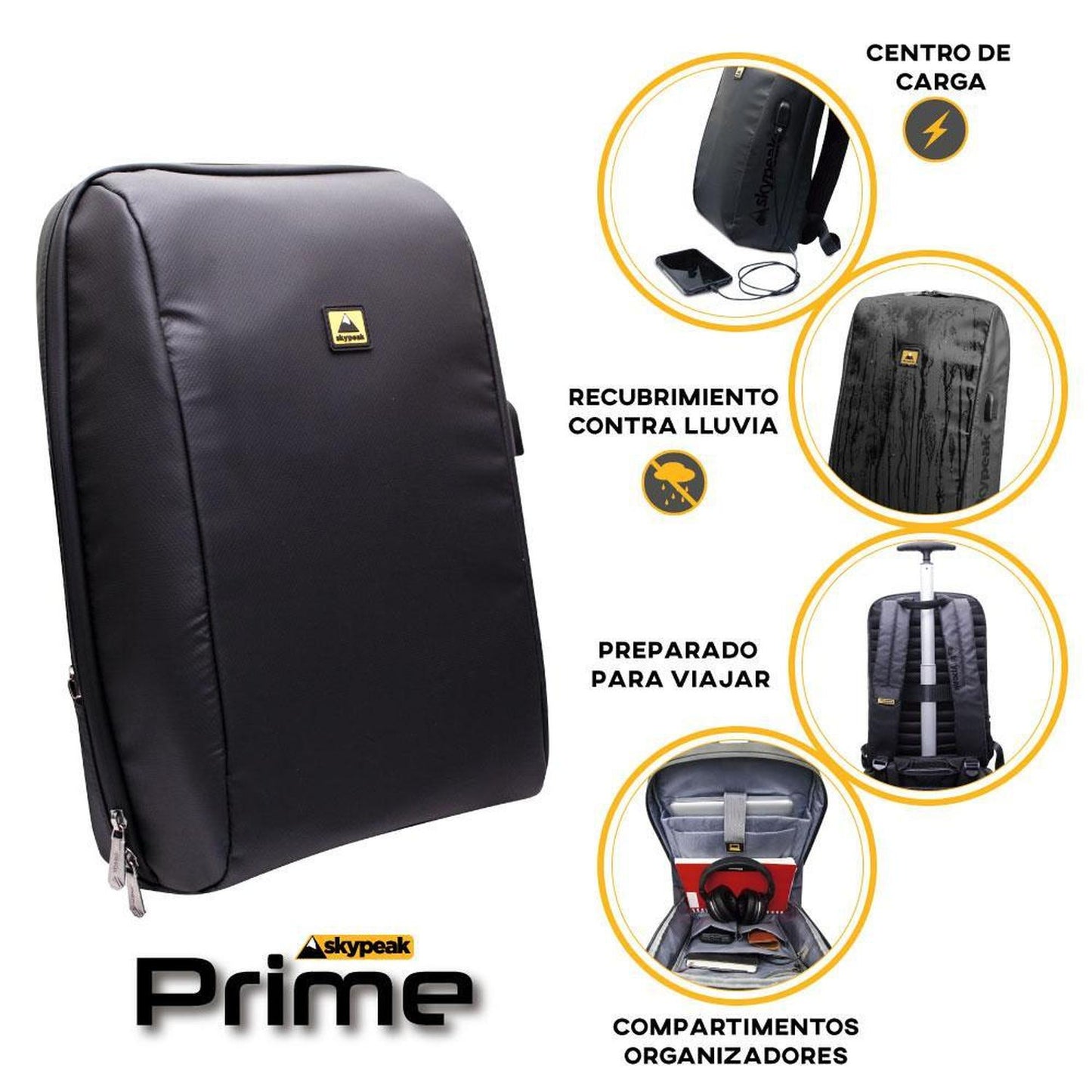 Mochila backpack Skypeak antirrobo para ordenadores de 15,6" tamaño mediano, PRIME-115BK