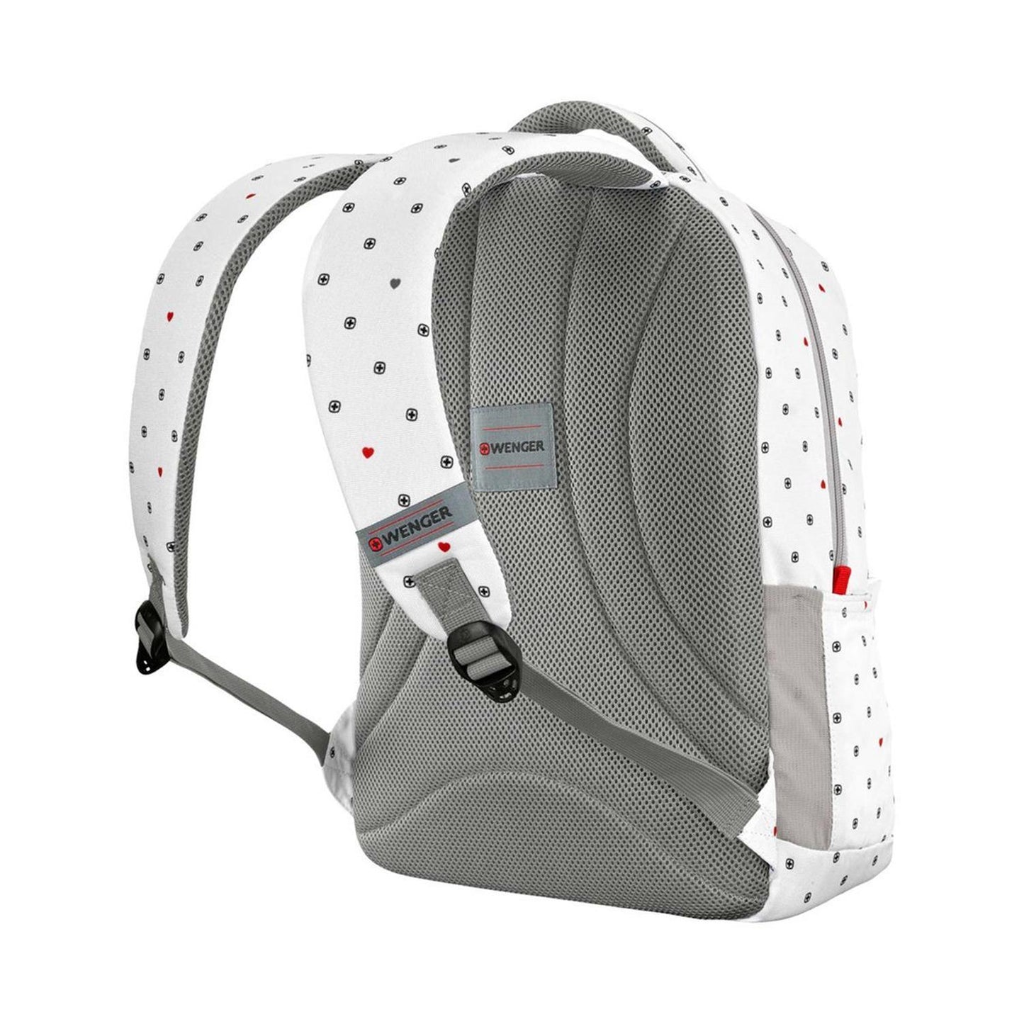 Mochila Wenger porta laptop Colleague, para laptop de 16", 610211, mochila blanca con corazones