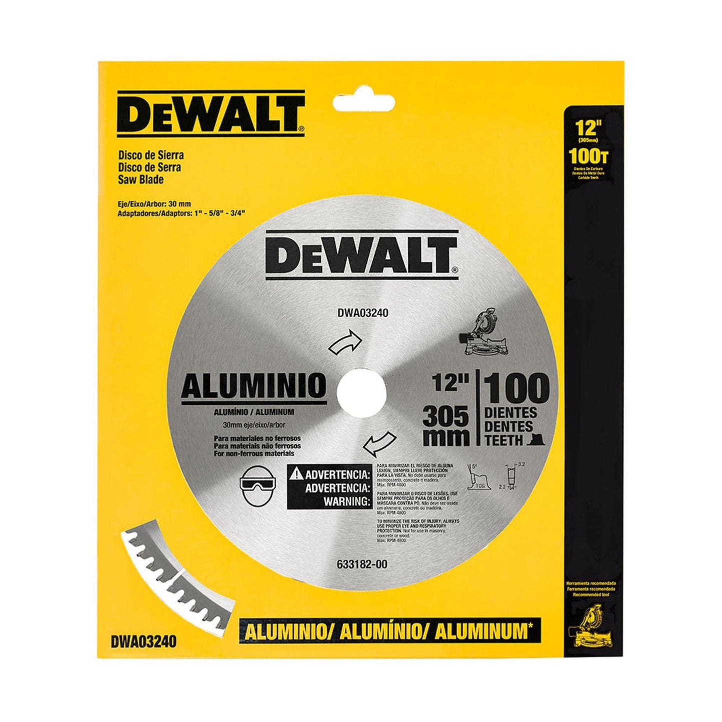 Disco De Sierra Circular 12 Pulg Para Aluminio 100 T Dewalt