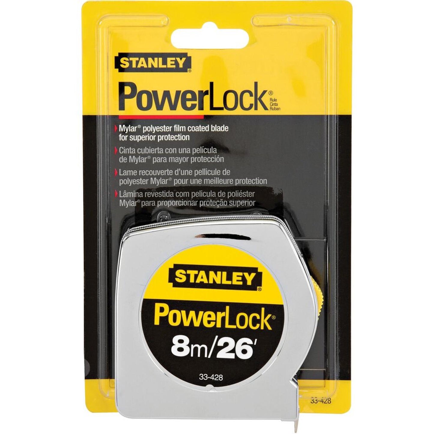 Flexómetro PowerLock de 8 m 26 pulg con botón de tranca