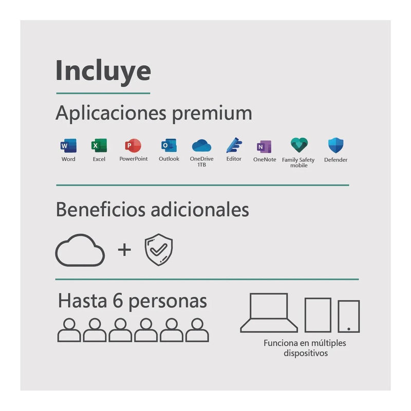 Microsoft 365 Familiar Digital 1 año 6 usuarios 6TB OneDrive
