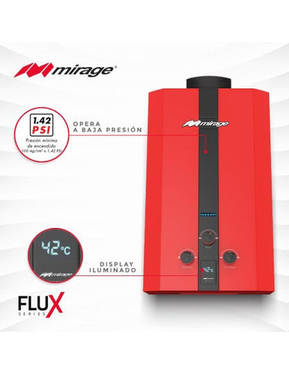 Boiler De Paso Mirage Flux 6 Litros Por Minuto, Rojo/Gas LP