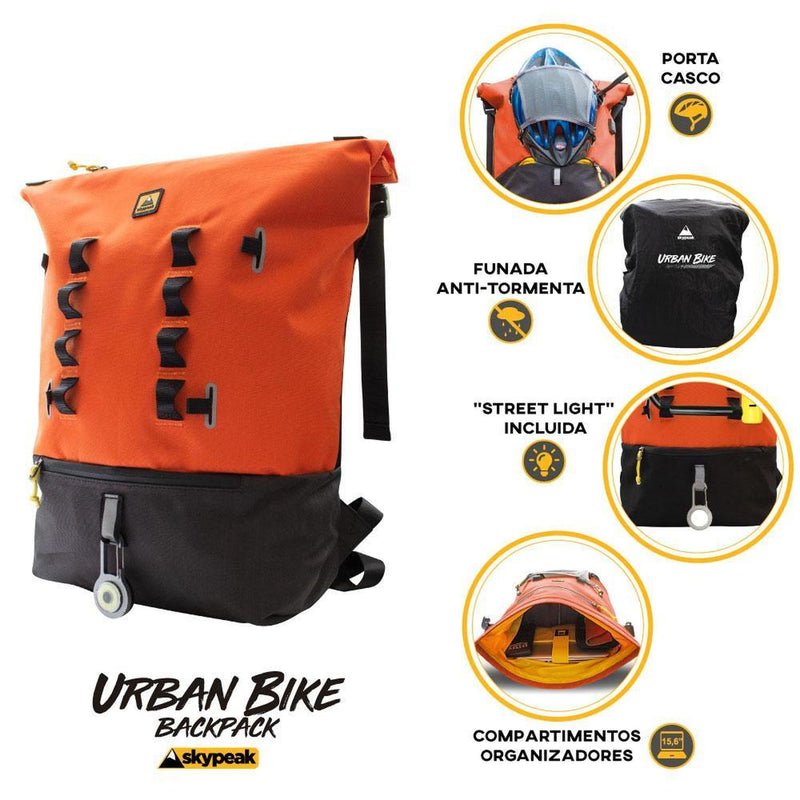 Mochila Backpack Skypeak para Ciclista Urbano de 15,6",tamaño Grande URB-115ORG