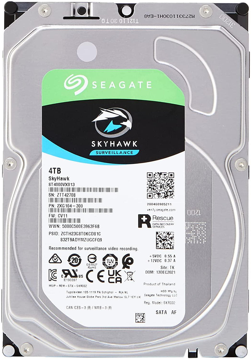 Disco Duro Interno Seagate SkyHawk,3.5",4TB,SATA3,5400 RPM