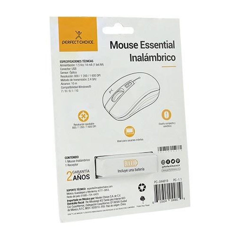 Mouse Perfect Choice Óptico PC-044819, RF Inalámbrico, 1600DPI, Turquesa/Gris