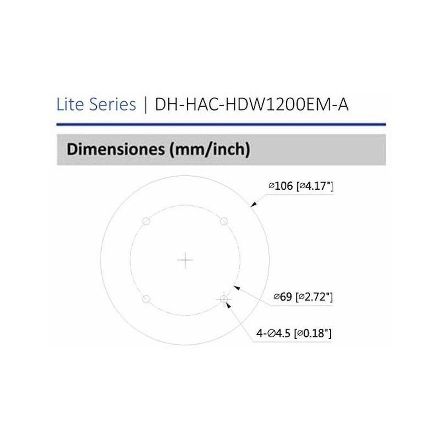 Cámara Dahua Domo 1080p/90°/dh-hac-hdw1200emn-a-0360b-s4