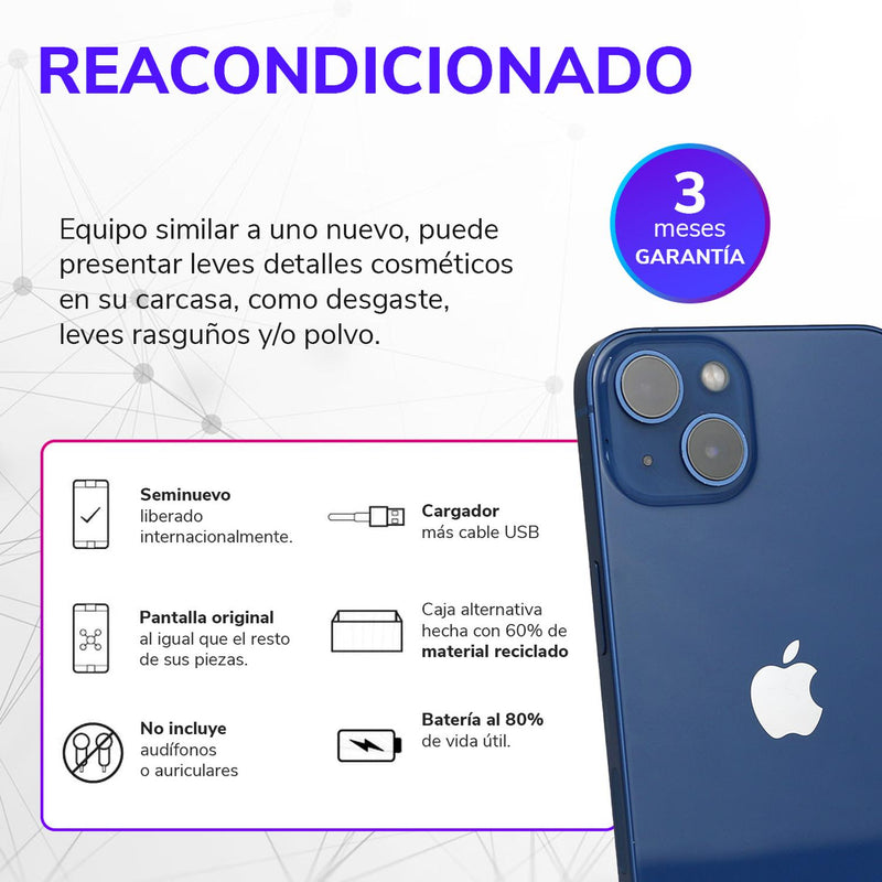 Apple iPhone 13 128GB Blanco Estelar Reacondicionado Grado A