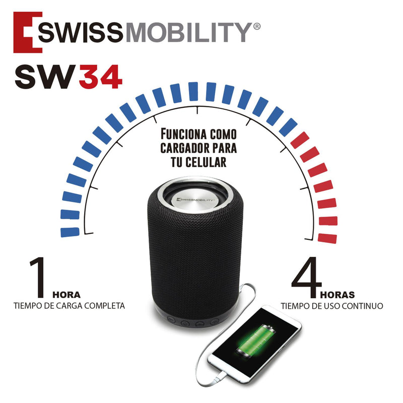 Kit de 2 Bocinas Swissmobility, Bluetooth Negro SW-34BK