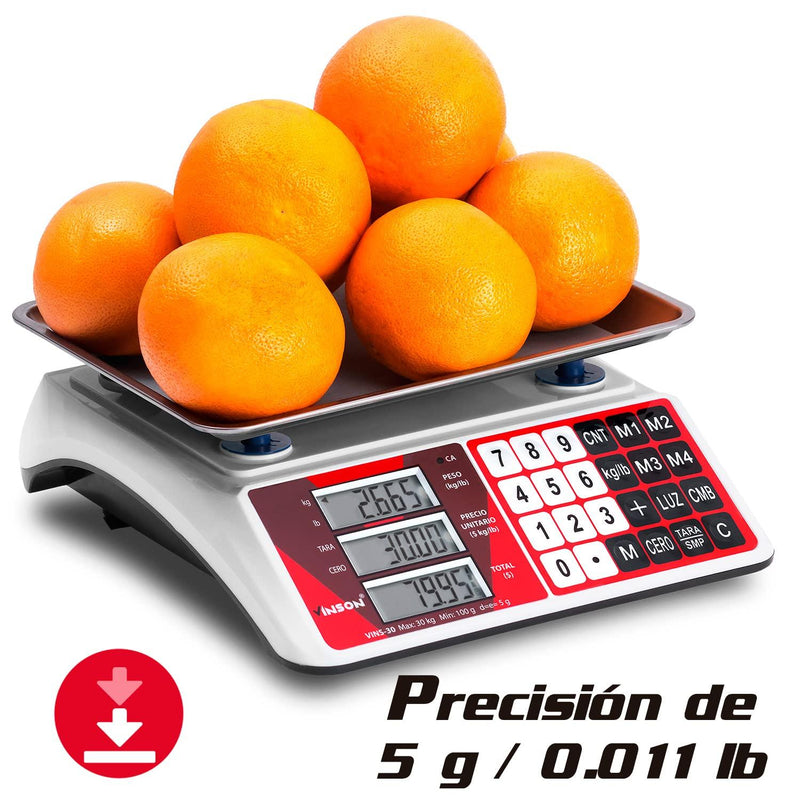 Báscula Para Mostrador Electrónica Multifunción 30kg Vinson