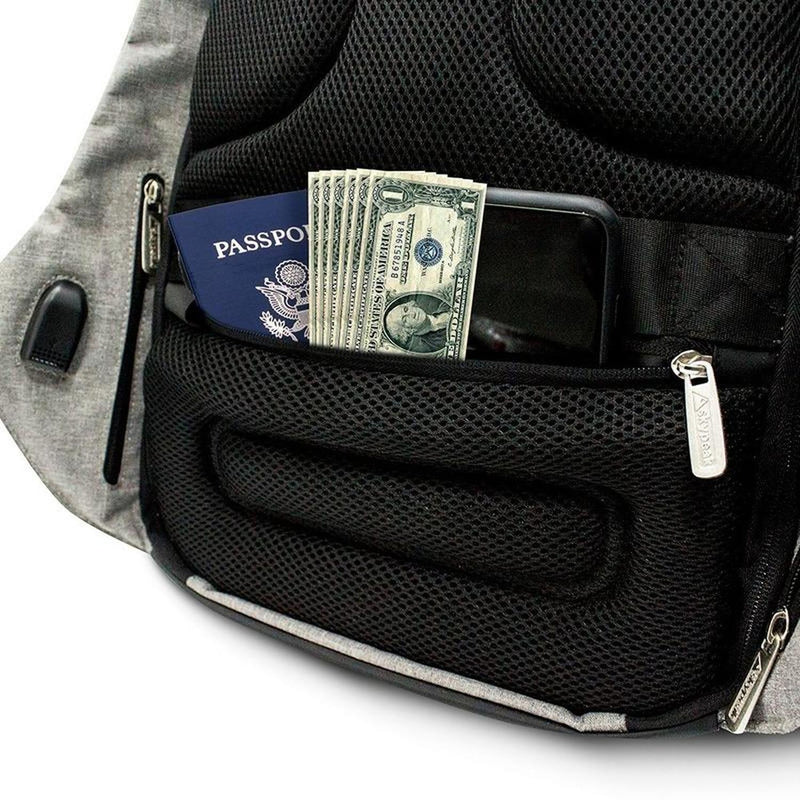 Mochila Antirrobo Skypeak Gris Para Laptop 15 Funda Lluvia