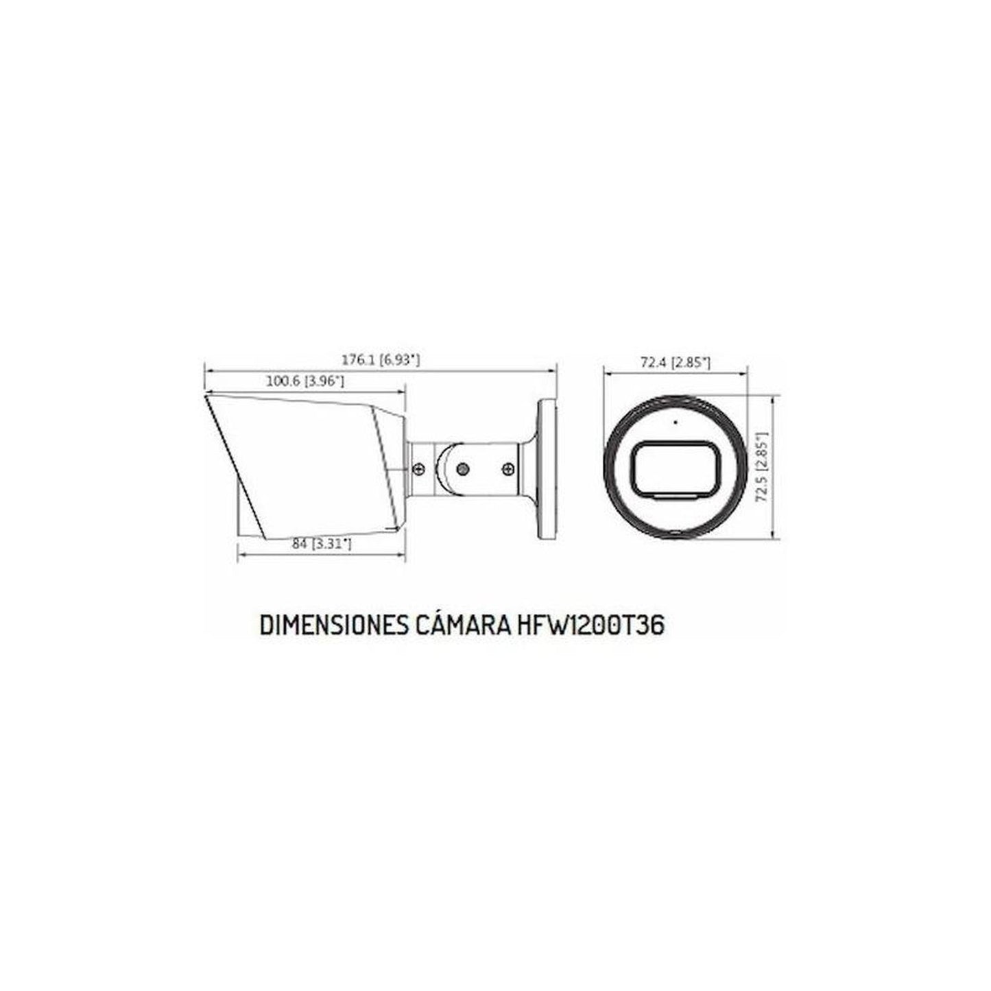 Dahua Cámara Bullet 1080p/90°/ip67/dh-hac-hfw1200tn-0360b-s4