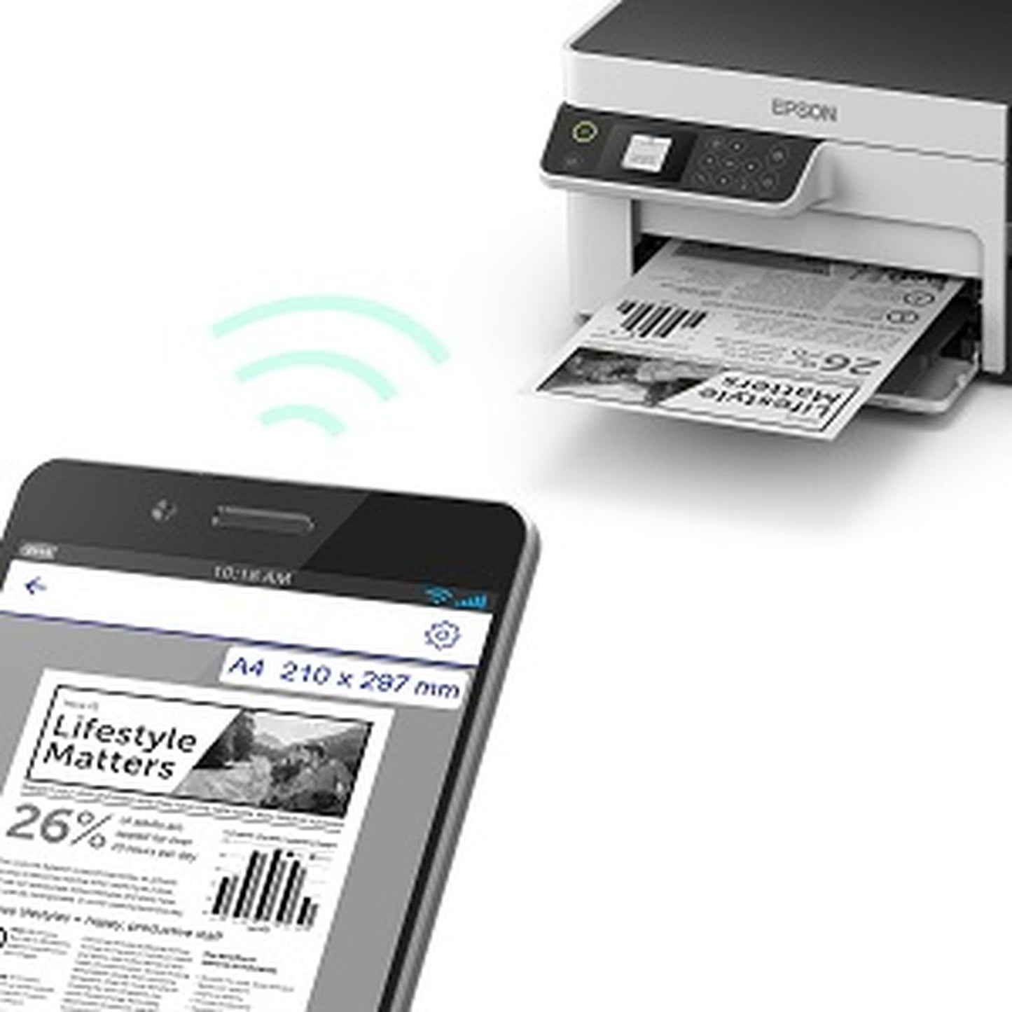 Impresora multifunción Epson EcoTank M2120 con wifi blanca
