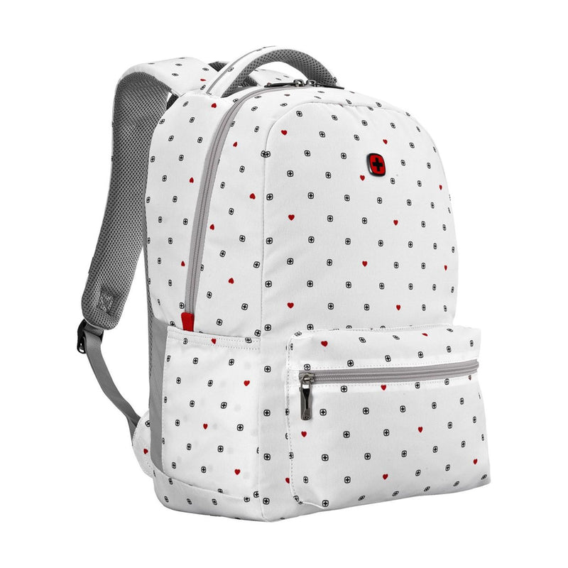 Mochila Wenger porta laptop Colleague, para laptop de 16", 610211, mochila blanca con corazones