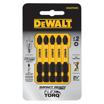 Set De 5 Puntas Phillips De Impacto Dewalt 2 1/4 Pulg