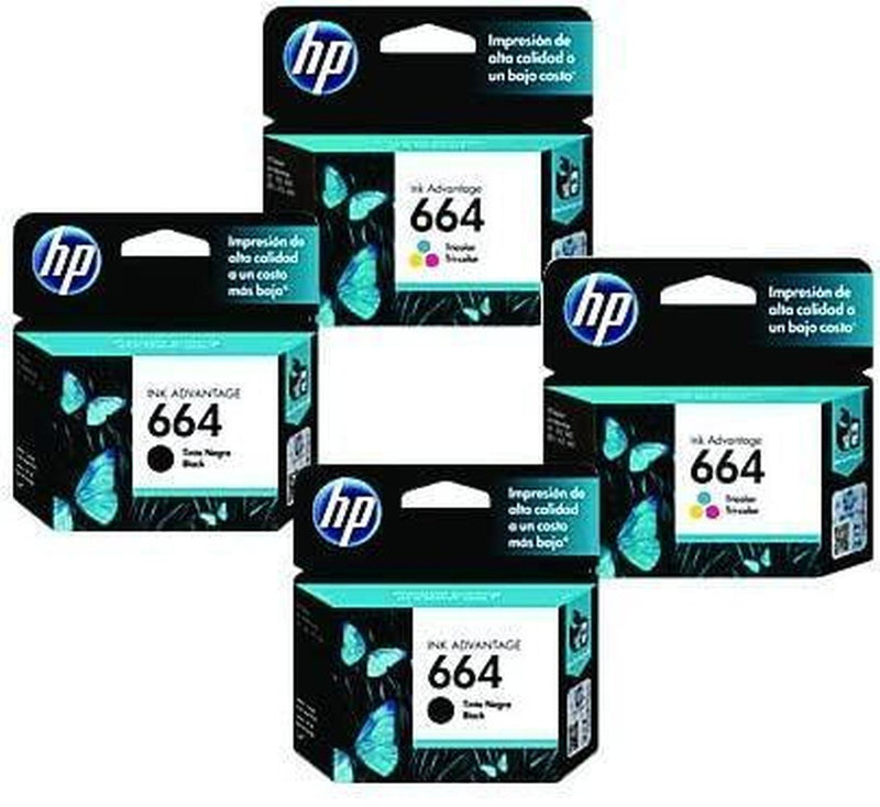 Combo de cartuchos HP 664 de Tinta (2xNegro + 2xTri-Color), Tinta Original HP, Deskjet/HP664X2-KIT