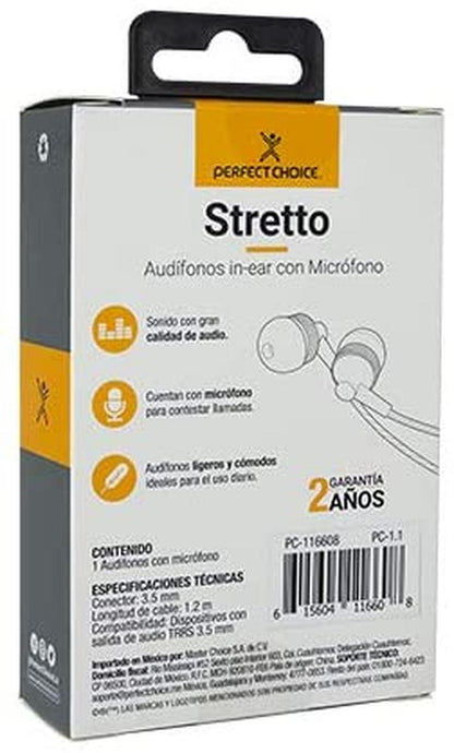 Audífonos Intrauriculares con Micrófono Stretto, Alámbrico