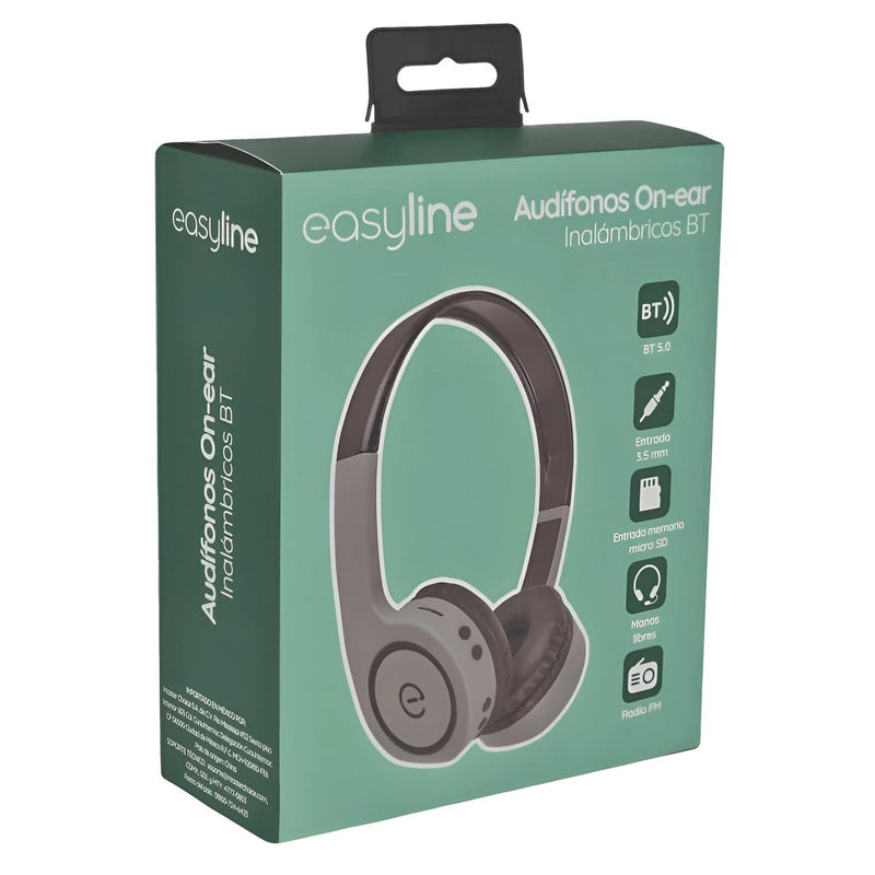 Audífonos On-Ear Easy Line Inalambricos, Gris/EL-995265