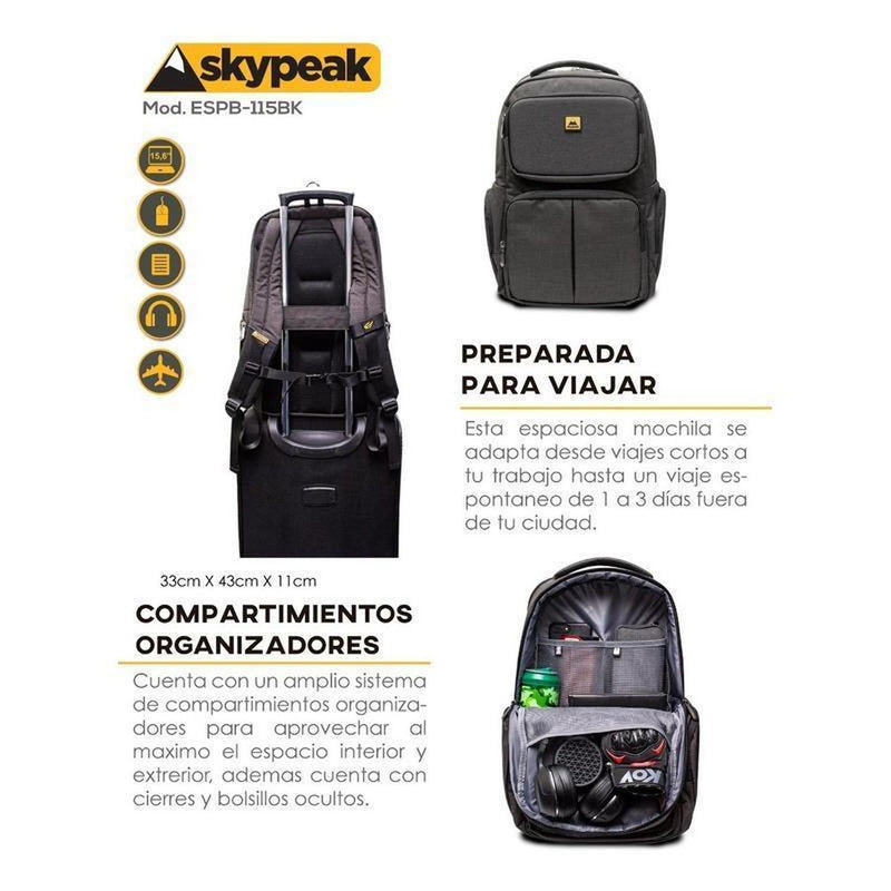 Skypeak Mochila Para Laptop 15 Con Bolso Rígido Organizador