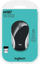 Mini Mouse Logitech Óptico M187, Inalámbrico, USB, 1000DPI, Negro