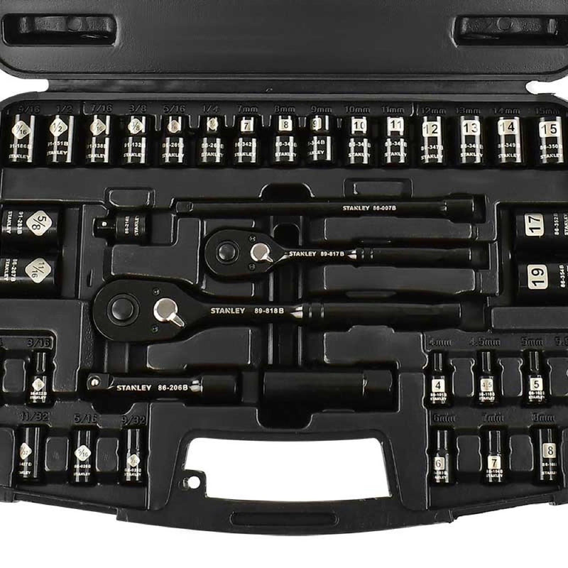 Juego de Herramientas Mecánicas STANLEY de Cromo Negro 37PZ