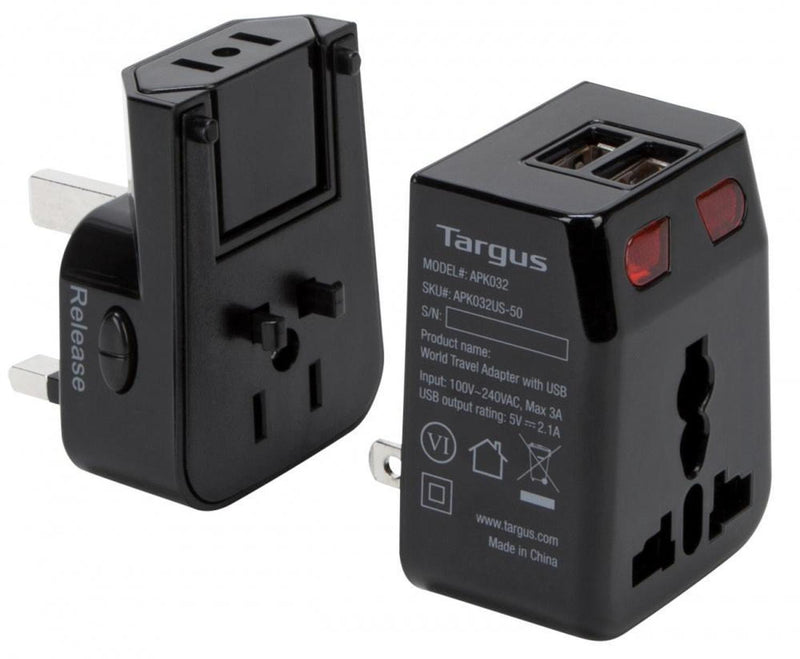 CyberPower Adaptador de Energía World Travel, Entrada 100 - 250V, 2x USB, Negro
