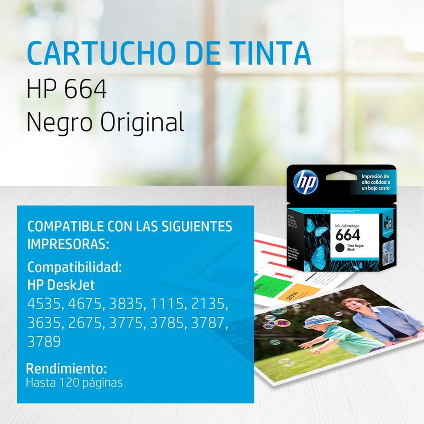Combo de cartuchos HP 664 de Tinta (2xNegro + 2xTri-Color), Tinta Original HP, Deskjet/HP664X2-KIT