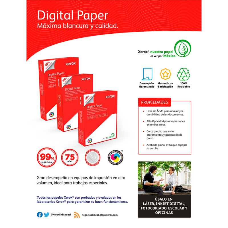 Papel Xerox 3M2000, Tamaño Carta, 5,000 Hojas, Blanco