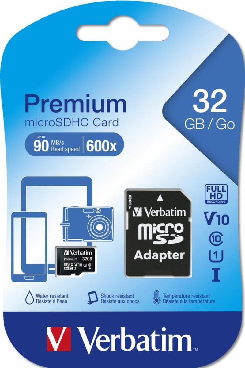Memoria Flash Verbatim, 32GB microSDHC Clase 10, con Adaptador