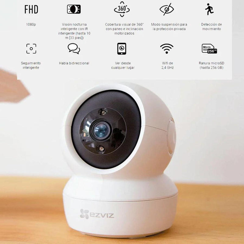 Ezviz Cámara IP Smart WiFi Domo IR para Interiores C6N, Inalámbrico, 1920 x 1080 Pixeles, Día/Noche