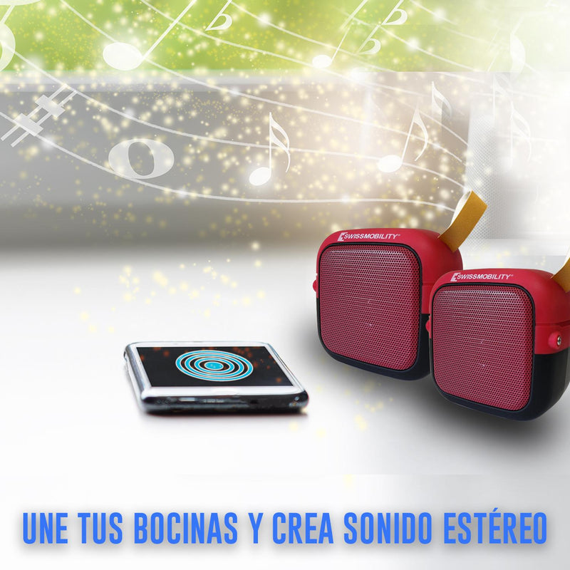 Kit 2 Bocinas Swissmobility Bluetooth Mini, Audio En Estereo