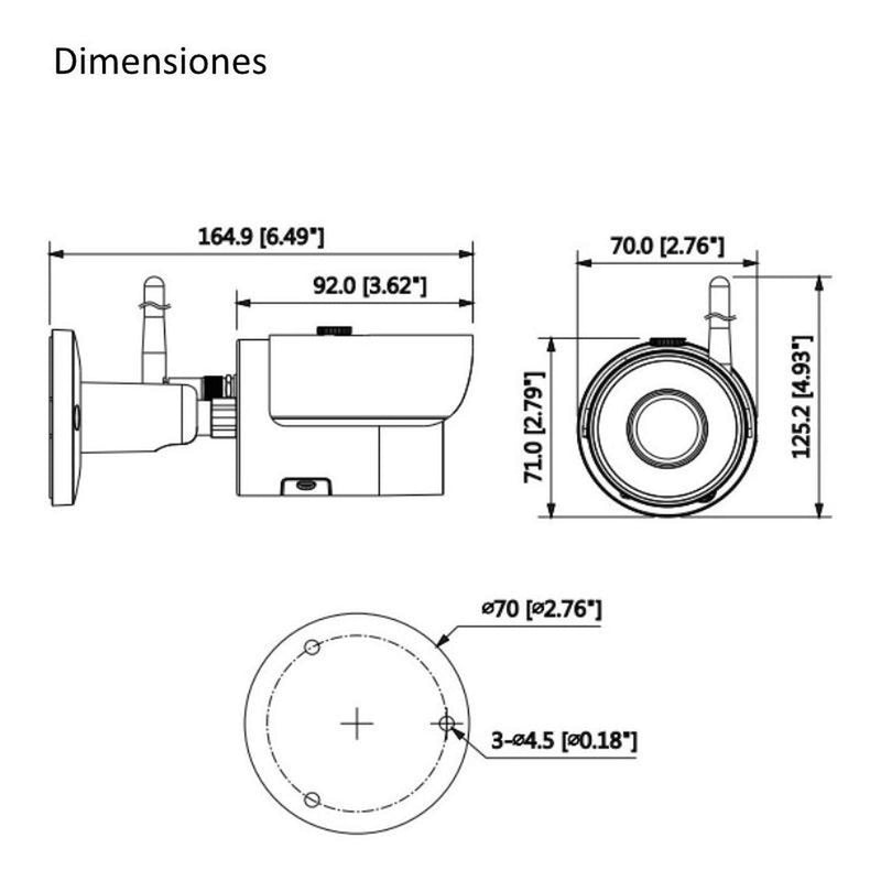 Cámara Dahua Bullet 3mp/lente 2.8mm/dh-ipc-hfw1320s-w-0280b