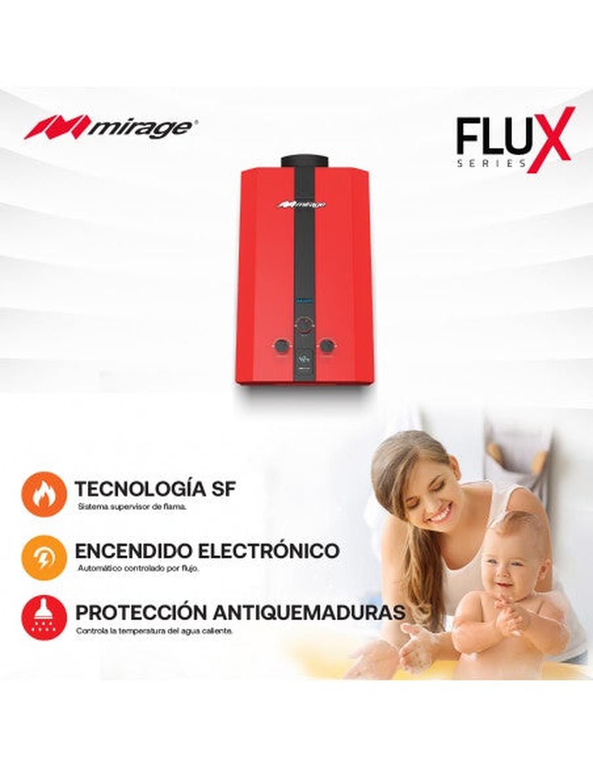 Boiler De Paso Mirage Flux 6 Litros Por Minuto, Rojo/Gas LP