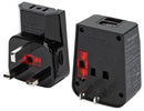 CyberPower Adaptador de Energía World Travel, Entrada 100 - 250V, 2x USB, Negro