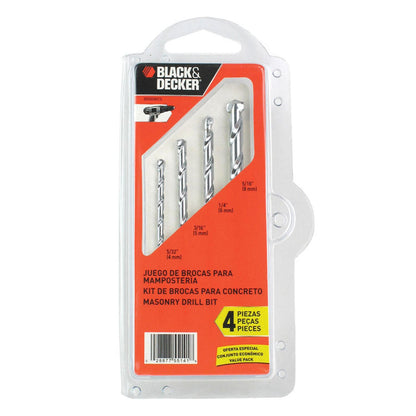 Set De 4 Brocas Para Concreto Black&Decker Bd0040Cs