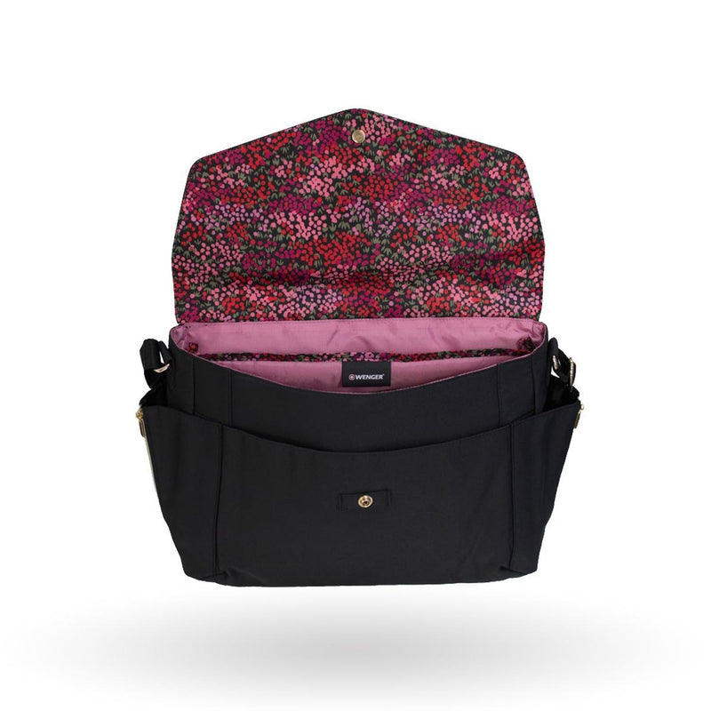 Messenger Wenger MarieZoe, para laptop de 14", 605092, Color Negro, tipo maletín, barra estabilizado