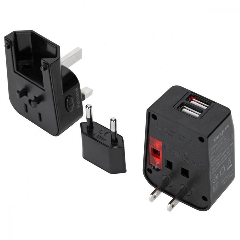 CyberPower Adaptador de Energía World Travel, Entrada 100 - 250V, 2x USB, Negro