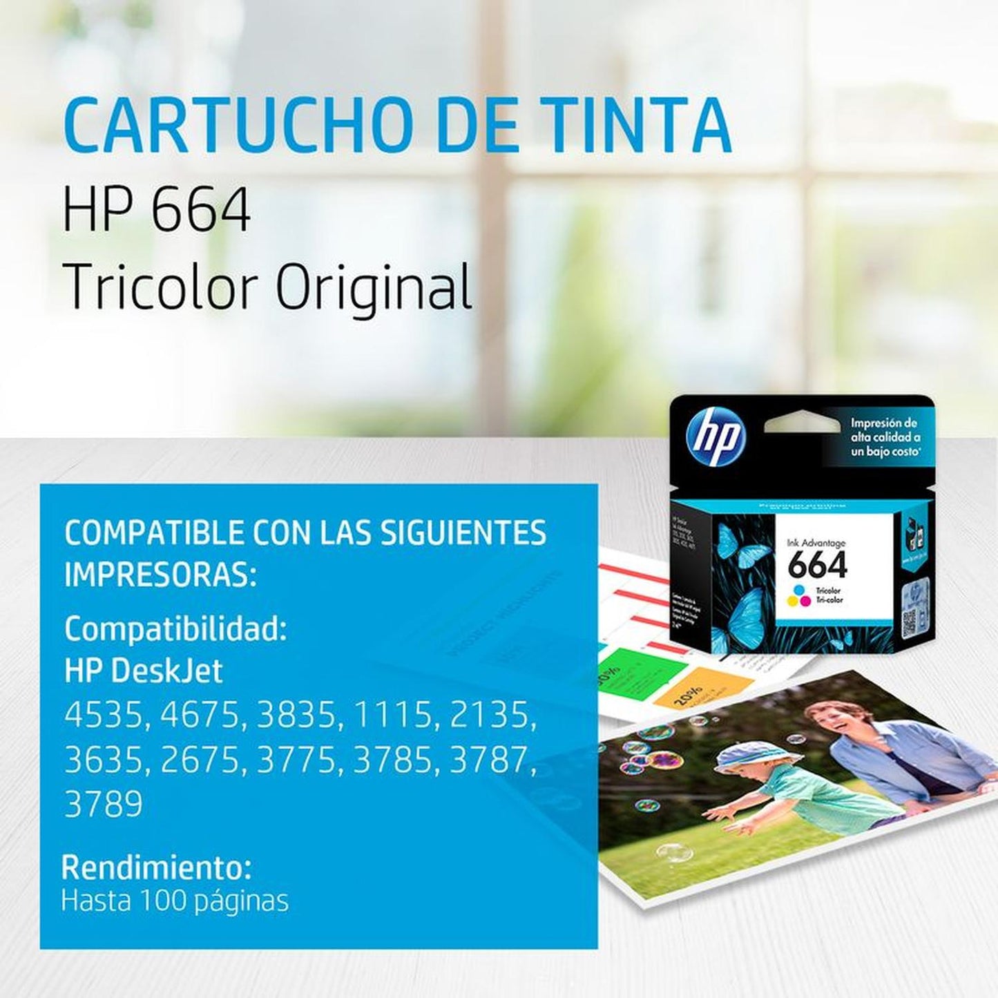 Combo de Cartuchos HP 664 de Tinta (Negro + Tri-Color), Tinta Original HP, Deskjet/HP664-KIT