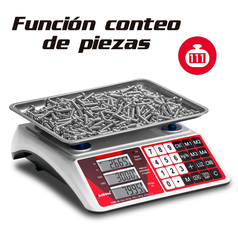Báscula Para Mostrador Electrónica Multifunción 30kg Vinson