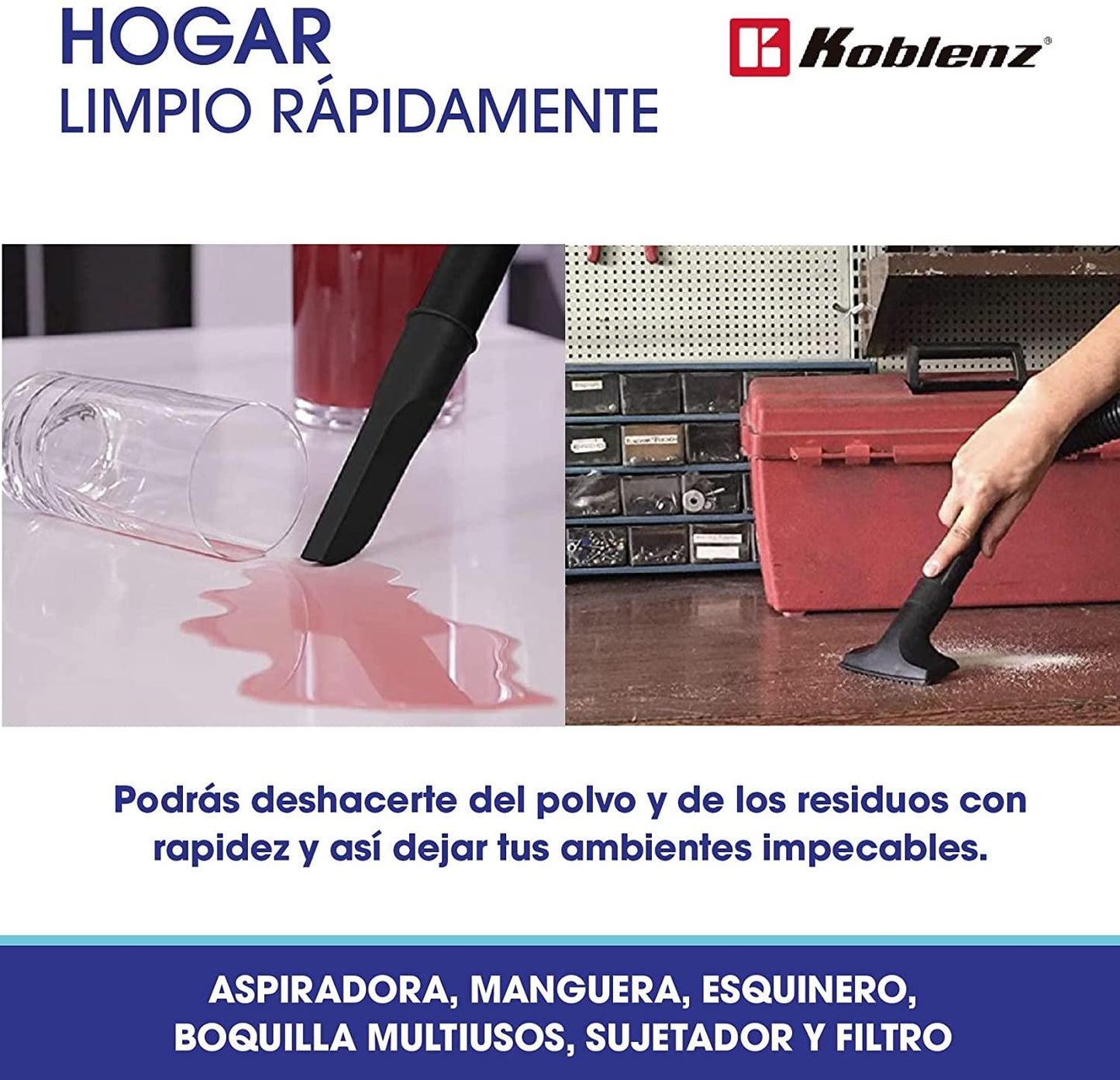 Aspiradora Koblenz Seco-Mojado WD-2.5K 2.5 gal 120V negra