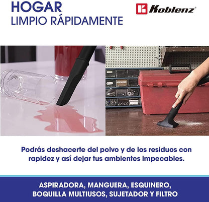 Aspiradora Koblenz Seco-Mojado WD-2.5K 2.5 gal 120V negra