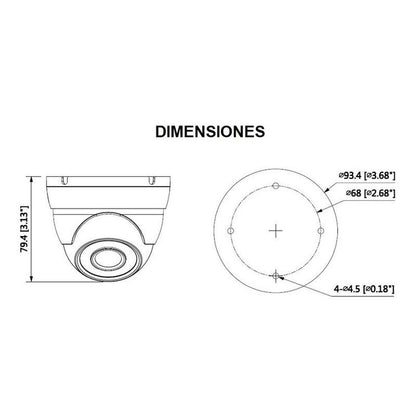 Cámara Dahua Domo/lente Fijo2.8mm/dh-hac-hdw1200mn-0280b-s4