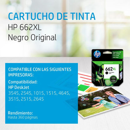 Combo HP 662 XL de Cartuchos de Tinta (Negro + Tri-Color), Tinta Original HP, Deskjet/HP662XL-KIT