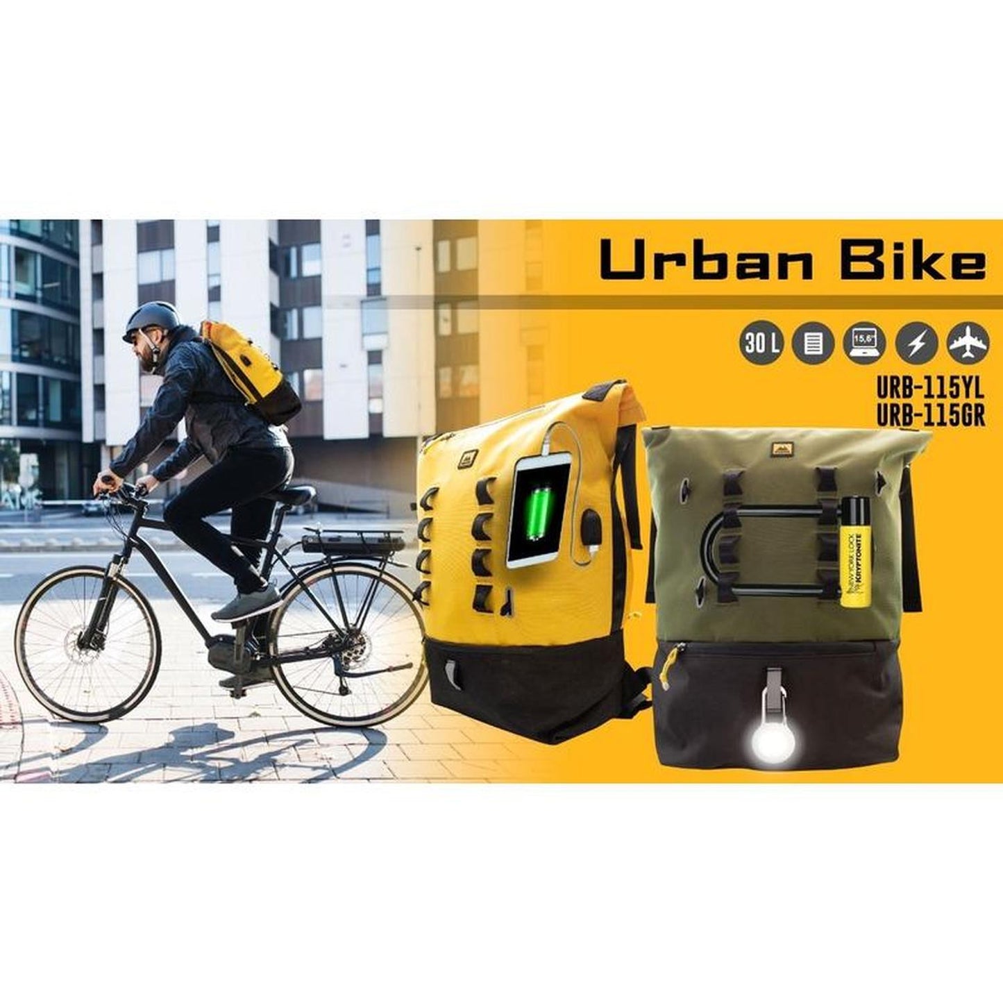 Mochila backpack Skypeak para Ciclista urbano de 15,6",tamaño Grande URB-115YL