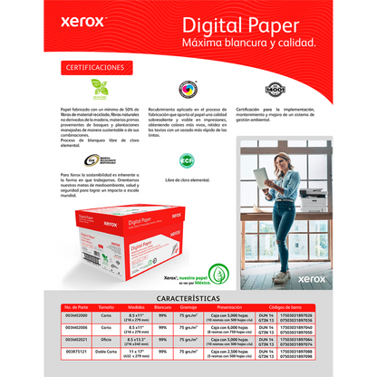 Papel Xerox 3M2000, Tamaño Carta, 5,000 Hojas, Blanco