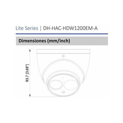 Cámara Dahua Domo 1080p/90°/dh-hac-hdw1200emn-a-0360b-s4