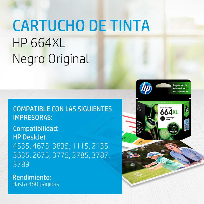 Combo HP de Cartuchos de Tinta 664XL, Negro y Tri-Color