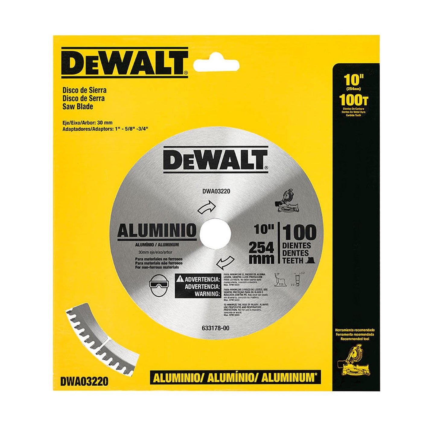 Disco De Sierra Circular 10 Pulg Para Aluminio 100 T Dewalt